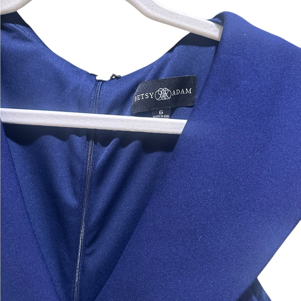 Betsy & Adam Ruffled Tulip-Hem Sheath Dress – Royal Blue Size 6 NWT - Picture 3 of 6